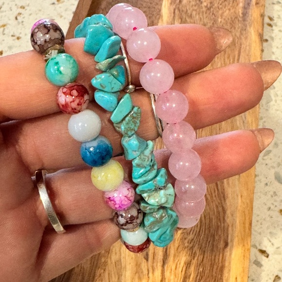 Set of 3 New Beaded Stretchy Bracelets - #11 - Picture 3 of 3